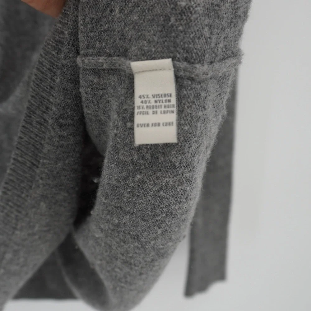 Vintage Abercrombie & Fitch Babydoll Sweater Small Long Sleeve Button Gray Y2K